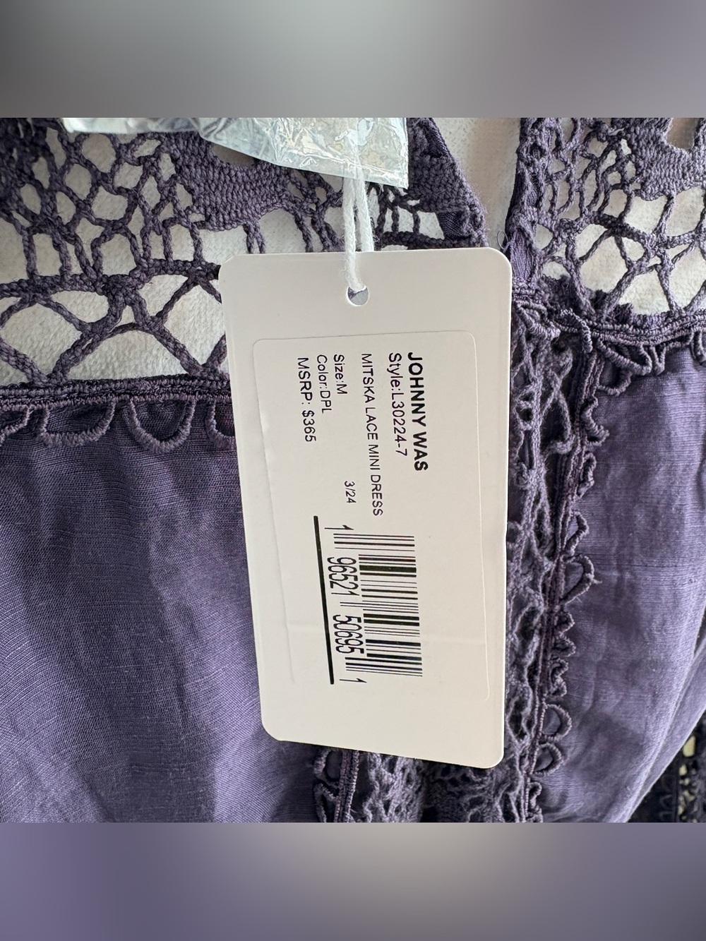 NWT Jade by Johnny Was Mitska Lace Mini Dress in Deep Plum M - Picture 6 of 7